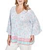 Ruby Rd. Plus Size Tapestry Border Print V-Neck 3/4 Sleeve Blouse - Image 4
