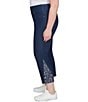 Ruby Rd. Plus Size Tencel Embroidered Hem Pull-On Ankle Pants, Color:Dark Indigo - Image 3