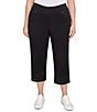 Ruby Rd. Plus Size Tencel ™ Embroidered Lotus Lace Hem Pull-On Pants, Color:Black - Image 1