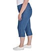 Ruby Rd. Plus Size Tencel Pull-On Fringe Side Slit Hem Capri Pants, Color:Medium Blue - Image 3