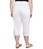 Ruby Rd. Plus Size Tencel Pull-On Fringe Side Slit Hem Capri Pants, Color:White - Image 2