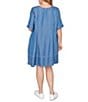 Ruby Rd. Plus Size Tencel™ Split Neck Short Sleeve Lace-Up Shift Dress - Image 2