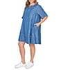 Ruby Rd. Plus Size Tencel™ Split Neck Short Sleeve Lace-Up Shift Dress - Image 4
