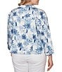 Ruby Rd. Plus Size Tencel™ Toile Print Point Collar Bracelet Roll Sleeve Button-Front Jacket - Image 2