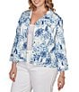 Ruby Rd. Plus Size Tencel™ Toile Print Point Collar Bracelet Roll Sleeve Button-Front Jacket - Image 4