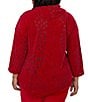 Ruby Rd. Plus Size Textured Animal Jacquard Split Cowl Neck 3/4 Sleeve Asymmetric Hem Sweater - Image 5