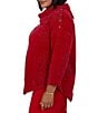 Ruby Rd. Plus Size Textured Animal Jacquard Split Cowl Neck 3/4 Sleeve Asymmetric Hem Sweater - Image 6