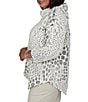 Ruby Rd. Plus Size Textured Animal Jacquard Split Cowl Neck 3/4 Sleeve Asymmetric Hem Sweater - Image 3
