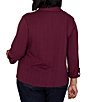 Ruby Rd. Plus Size Textured Dobby Vertical Stripe Point Collar Long Roll-Tab Sleeve Button-Front Shirt - Image 2