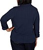 Ruby Rd. Plus Size Textured Dobby Vertical Stripe Point Collar Long Roll-Tab Sleeve Button-Front Shirt - Image 6