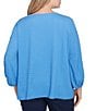Ruby Rd. Plus Size Textured Eyelet Trim Boat Neck Bracelet Length Sleeve Knit Top, Color:Bluebird - Image 2