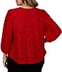 Ruby Rd. Plus Size Textured Floral Clip Jacquard V-Neck 3/4 Sleeve Top - Image 2