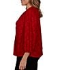 Ruby Rd. Plus Size Textured Floral Clip Jacquard V-Neck 3/4 Sleeve Top - Image 3