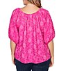 Ruby Rd. Plus Size Textured Jacquard Floral Scoop Neck Elbow Sleeve Top - Image 2