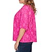 Ruby Rd. Plus Size Textured Jacquard Floral Scoop Neck Elbow Sleeve Top - Image 3