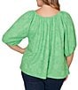 Ruby Rd. Plus Size Textured Jacquard Floral Scoop Neck Elbow Sleeve Top - Image 6