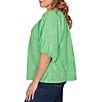 Ruby Rd. Plus Size Textured Jacquard Floral Scoop Neck Elbow Sleeve Top - Image 3