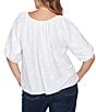 Ruby Rd. Plus Size Textured Jacquard Floral Scoop Neck Elbow Sleeve Top - Image 6