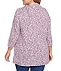 Ruby Rd. Plus Size Textured Jacquard Knit Space-Dyed Print Cowl Neck 3/4 Sleeve Sweater, Color:Deep Blue Multi - Image 2