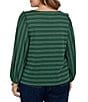 Ruby Rd. Plus Size Textured Knit Dobby Stripe Scoop Neck Bracelet Length Sleeve Top - Image 2