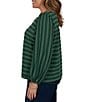 Ruby Rd. Plus Size Textured Knit Dobby Stripe Scoop Neck Bracelet Length Sleeve Top - Image 3
