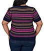 Ruby Rd. Plus Size Textured Knit Fair Isle Boat Neck Short Sleeve Ribbed Sweater - Image 2