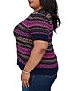 Ruby Rd. Plus Size Textured Knit Fair Isle Boat Neck Short Sleeve Ribbed Sweater - Image 4