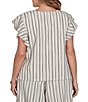 Ruby Rd. Plus Size Textured Stripe Split V-Neck Short Flutter Sleeve Coordinating Top - Image 2