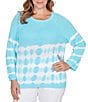 Ruby Rd. Plus Size Tie-Dye Crew Neck Bracelet Sleeve Cotton Rib Sweater Knit Top - Image 1
