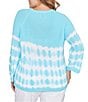 Ruby Rd. Plus Size Tie-Dye Crew Neck Bracelet Sleeve Cotton Rib Sweater Knit Top - Image 2