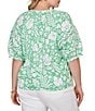 Ruby Rd. Plus Size Tropical Floral Split V-Neck Elbow Sleeve Top - Image 6