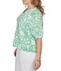 Ruby Rd. Plus Size Tropical Floral Split V-Neck Elbow Sleeve Top - Image 3
