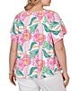 Ruby Rd. Plus Size Tropical Floral V-Neck Short Flutter Sleeve Top - Image 2
