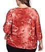 Color:Rust Multi - Image 2 - Plus Size Tropical Print 3/4 Bell Sleeve Side Tie Hem Knit Shirt