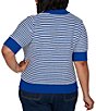 Ruby Rd. Plus Size Two-Tone Collared V-Neck Elbow Length Sleeve Pullover Sweater - Image 2
