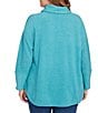 Ruby Rd. Plus Size Ultra-Soft Cowl Neck Long Sleeve Knit Sweater, Color:Teal - Image 2