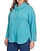 Ruby Rd. Plus Size Ultra-Soft Cowl Neck Long Sleeve Knit Sweater, Color:Teal - Image 4