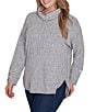 Ruby Rd. Plus Size Ultra-Soft Cowl Neck Long Sleeve Knit Sweater, Color:Gray Heather - Image 4
