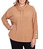Ruby Rd. Plus Size Ultra-Soft Cowl Neck Long Sleeve Knit Sweater, Color:Chestnut - Image 1