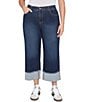 Ruby Rd. Plus Size Ultra-Soft Denim Rolled Hem Wide Leg Jeans, Color:Dark Indigo - Image 1