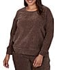 Ruby Rd. Plus Size Velveteen Satin Inset Scoop Neck Long Sleeve Top - Image 1