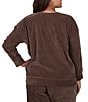Ruby Rd. Plus Size Velveteen Satin Inset Scoop Neck Long Sleeve Top - Image 2