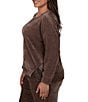 Ruby Rd. Plus Size Velveteen Satin Inset Scoop Neck Long Sleeve Top - Image 3