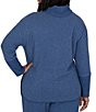 Ruby Rd. Plus Size Waffle Knit Drawstring Draped Cowl Neck Long Sleeve Top - Image 6