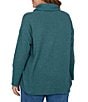 Ruby Rd. Plus Size Waffle Knit Drawstring Draped Cowl Neck Long Sleeve Top - Image 2