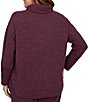 Ruby Rd. Plus Size Waffle Knit Drawstring Draped Cowl Neck Long Sleeve Top - Image 2