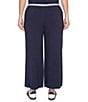 Ruby Rd. Plus Size Wide Leg Contrast Striped Trim Pull-On Sweater Pants, Color:Navy - Image 2