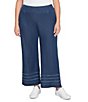 Ruby Rd. Plus Size Wide Leg Fringe Tiered Hem Pull-On Denim Ankle Jeans, Color:Dark Indigo - Image 1