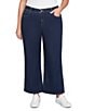 Ruby Rd. Plus Size Wide Leg Pull-On Denim Jeans, Color:Dark Indigo - Image 1