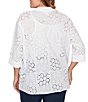 Ruby Rd. Plus Size Woven Eyelet Embroidery Collared V-Neck 3/4 Roll-tab Sleeve Button-Front Shirt - Image 2